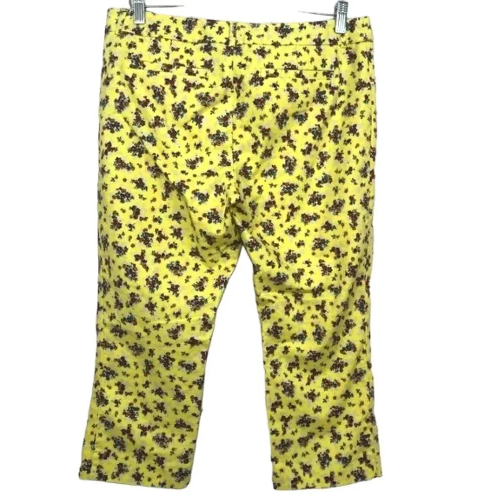 Anthropologie Cartonnier Retro Crops Capris Pants Floral Print Yellow Size 10 - Picture 4 of 7